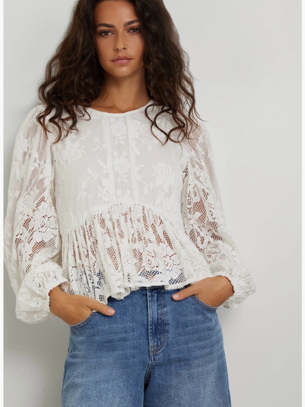 Treasure & Bond Lace Peplum Top Size L
